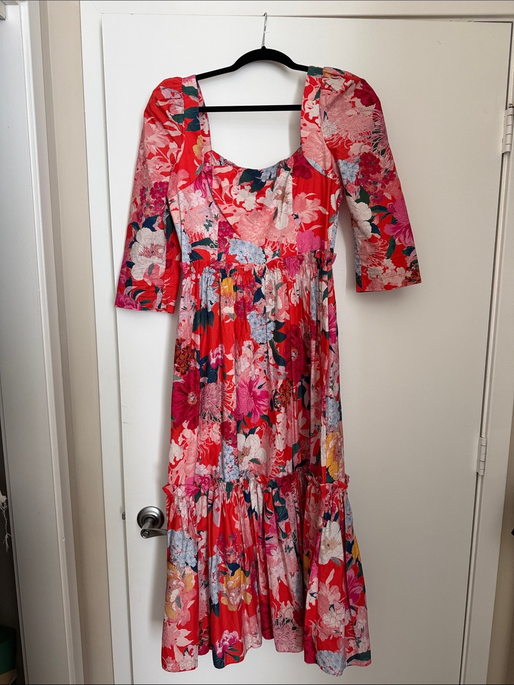 Cara Cara Red and Pink Floral Maxi Dress